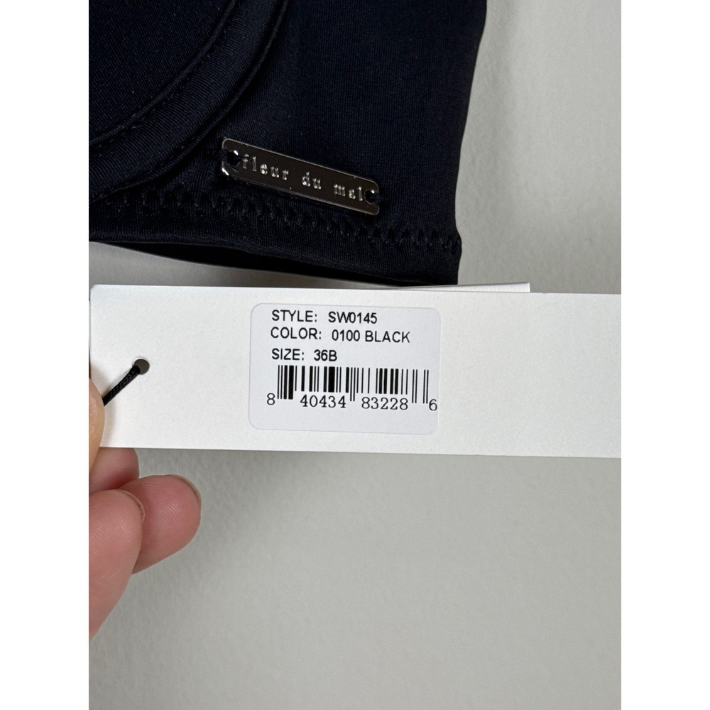 Fleur du Mal Black Seduce U-Plunge Bikini Top Size 36B NWT - Picture 4 of 7